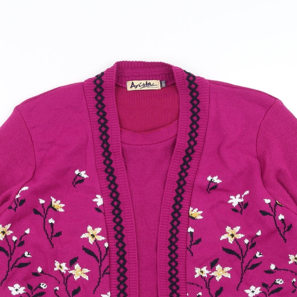ARISTA Womens Pink Floral  Pullover Jumper Size 10