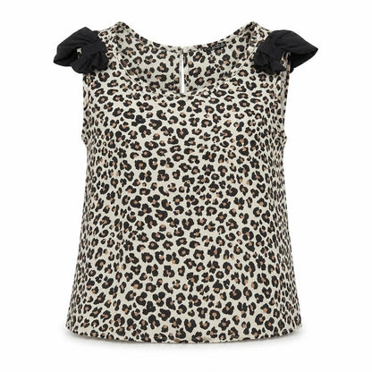 Primark Womens Ivory Animal Print  Basic Blouse Size 10  - bow detail