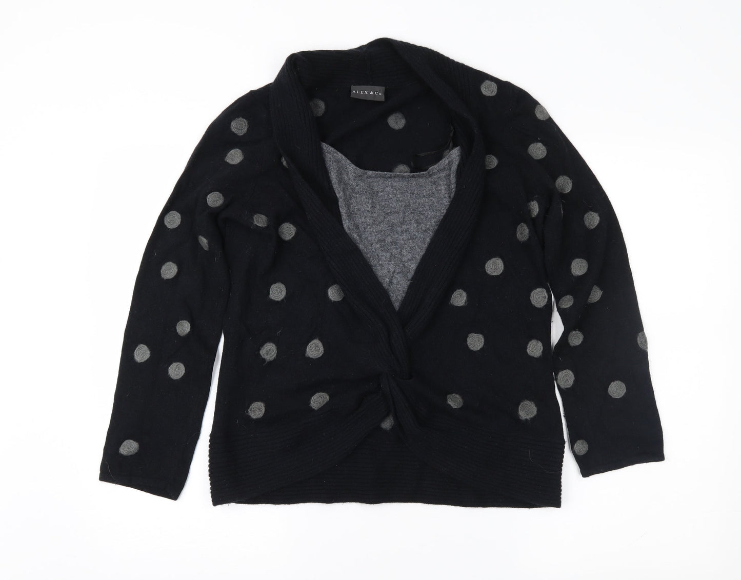 Alex & Co. Womens Black Polka Dot  Pullover Jumper Size 14