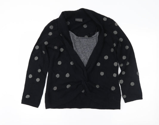 Alex & Co. Womens Black Polka Dot  Pullover Jumper Size 14
