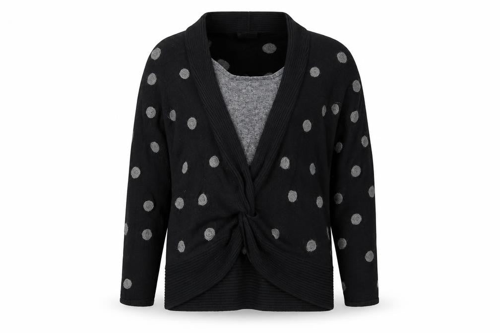 Alex & Co. Womens Black Polka Dot  Pullover Jumper Size 14