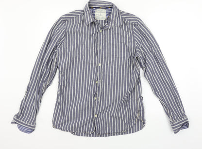 Next Mens Black Striped   Button-Up Size M