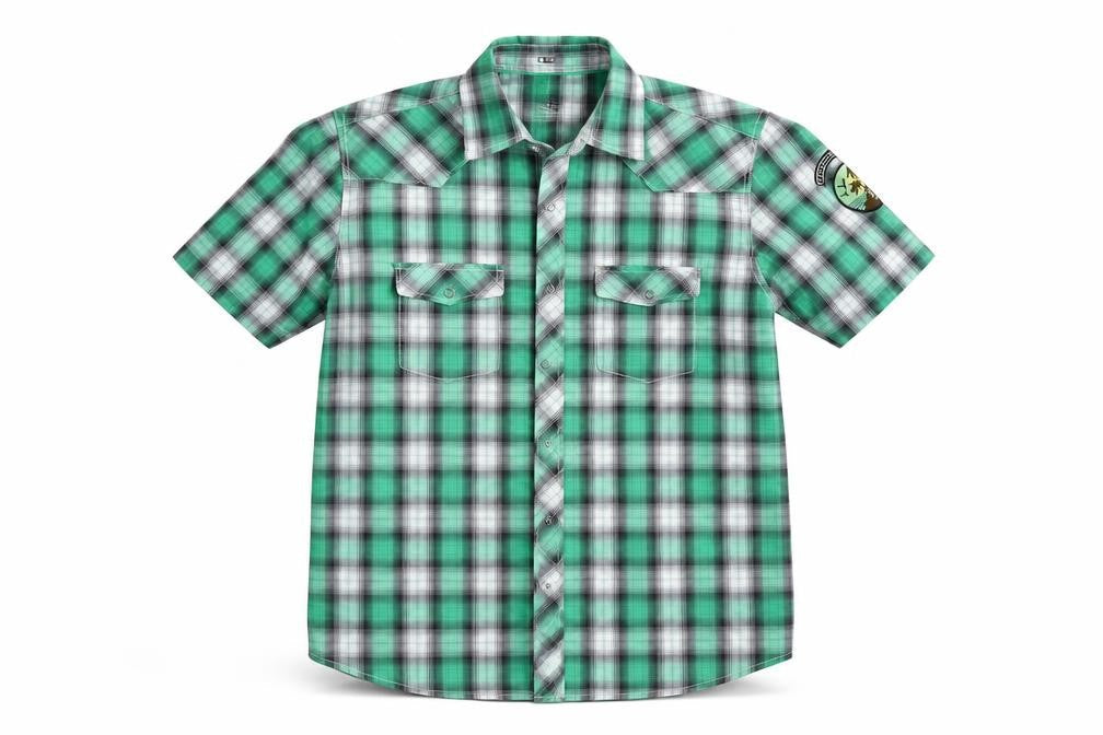 LOGG Mens Green Check   Button-Up Size L