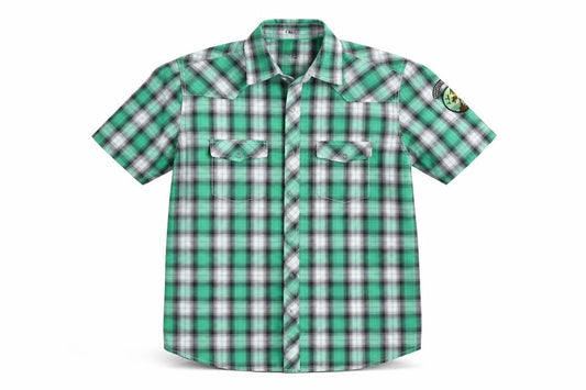 LOGG Mens Green Check   Button-Up Size L