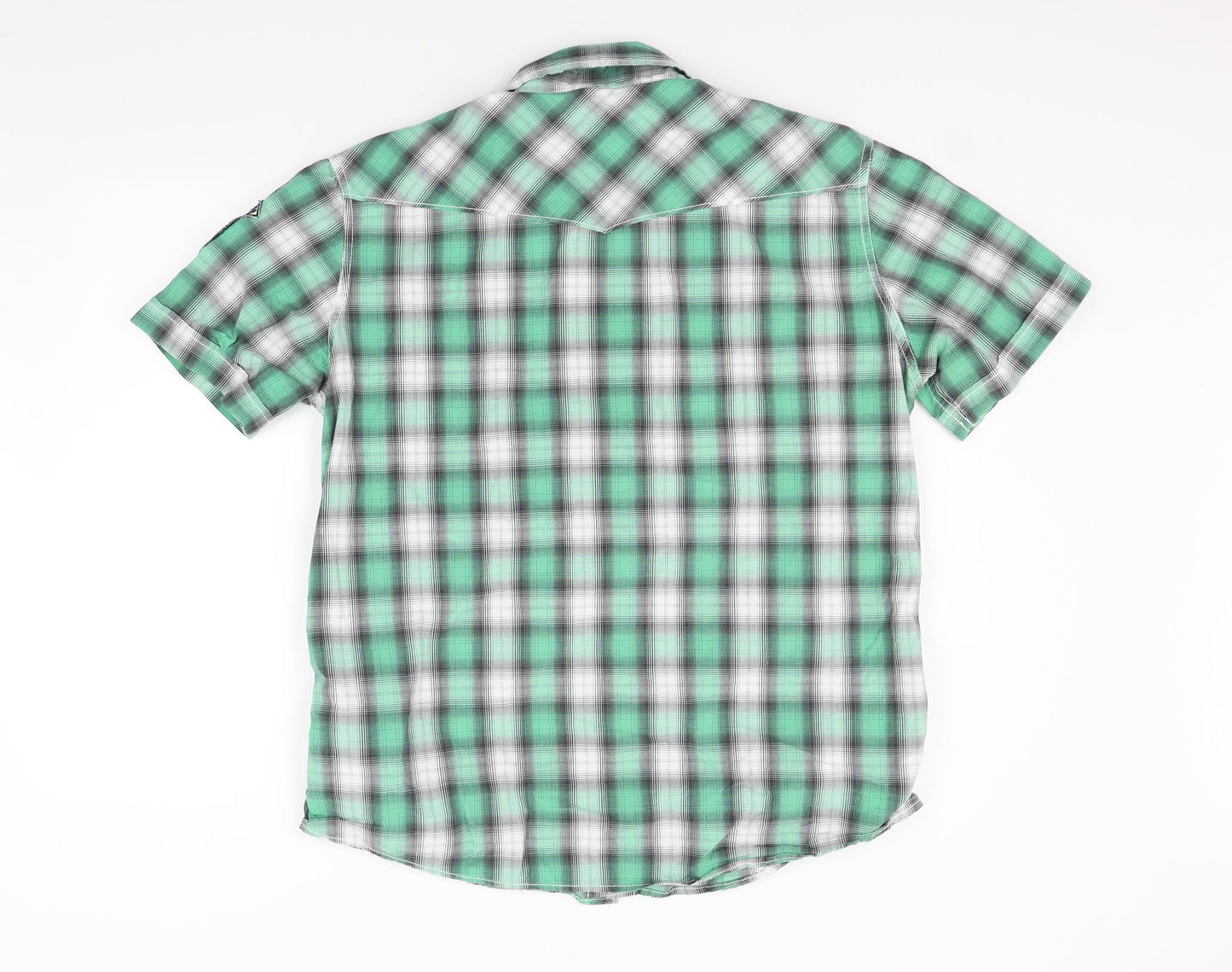 LOGG Mens Green Check   Button-Up Size L