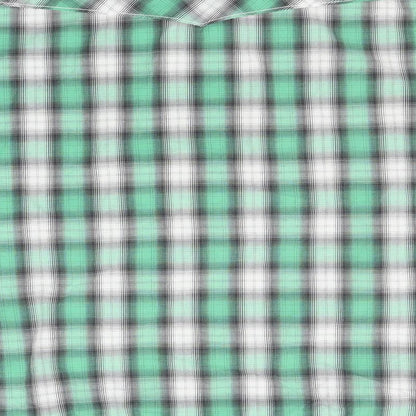 Brand and care label for LOGG men’s green check button-up, size L