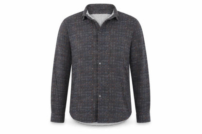 Front view of Autograph women’s grey check basic button-up, size L