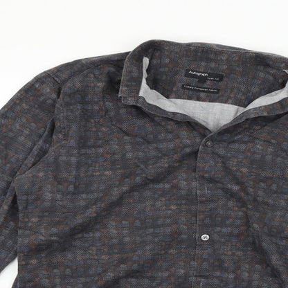 Close-up detail of Autograph women’s grey check basic button-up, size L
