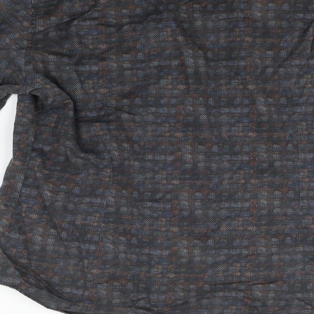 Autograph Womens Grey Check  Basic Button-Up Size L
