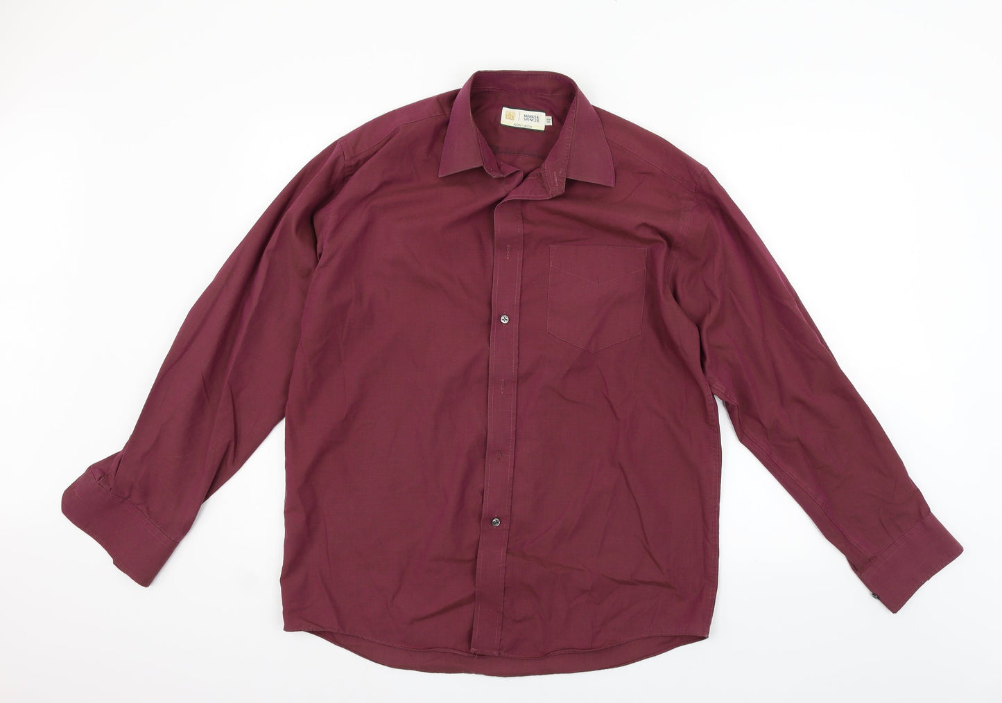 Marks and Spencer Mens Purple    Button-Up Size 15.5