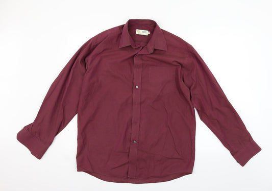Marks and Spencer Mens Purple    Button-Up Size 15.5