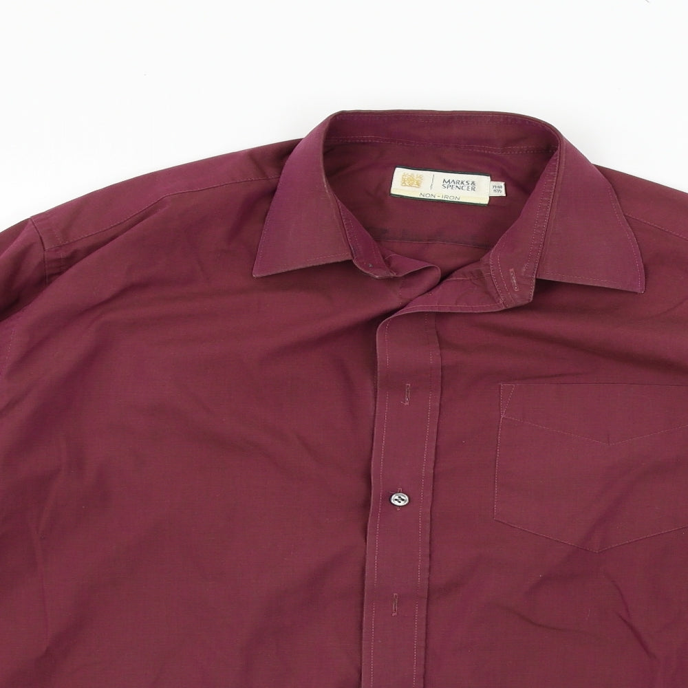 Marks and Spencer Mens Purple    Button-Up Size 15.5