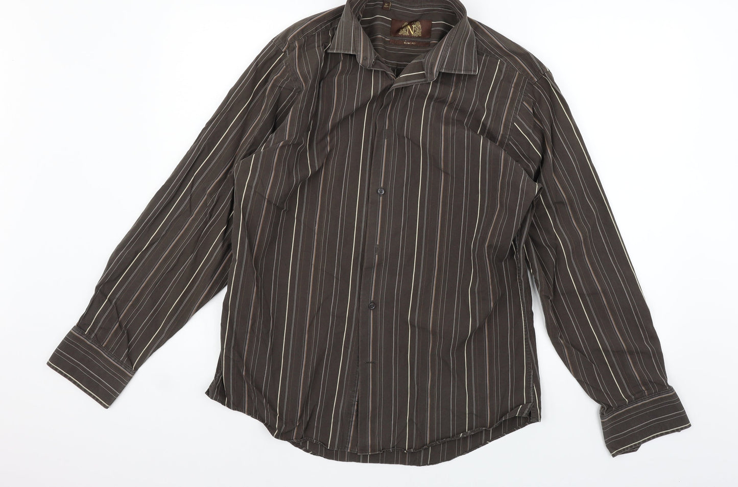 NEXT Mens Brown    Button-Up Size 16