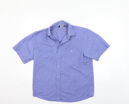 Vintage Mens Blue    Button-Up Size L