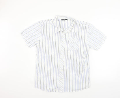 Preloved ox Womens Silver Striped  Basic Button-Up Size M - Front
