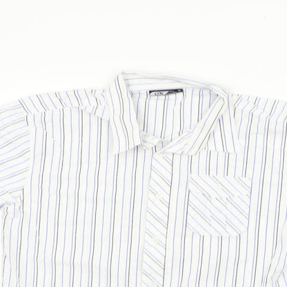 Preloved ox Womens Silver Striped  Basic Button-Up Size M - Detail