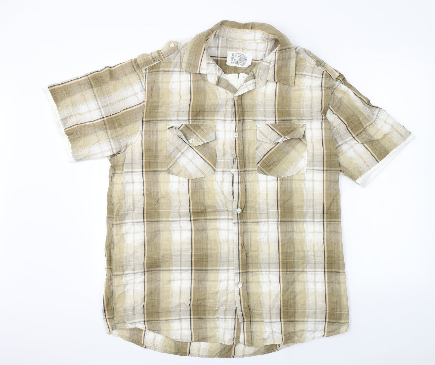 BHS  Mens Brown Check   Button-Up Size XL