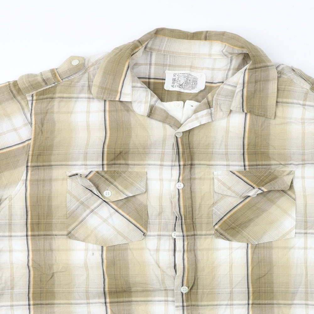 BHS  Mens Brown Check   Button-Up Size XL