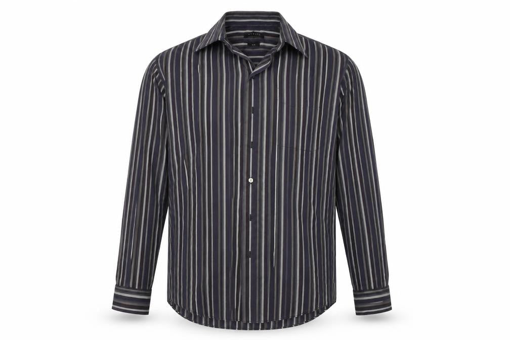 Morgan Mens Blue Striped   Button-Up Size 42