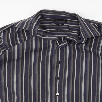 Morgan Mens Blue Striped   Button-Up Size 42