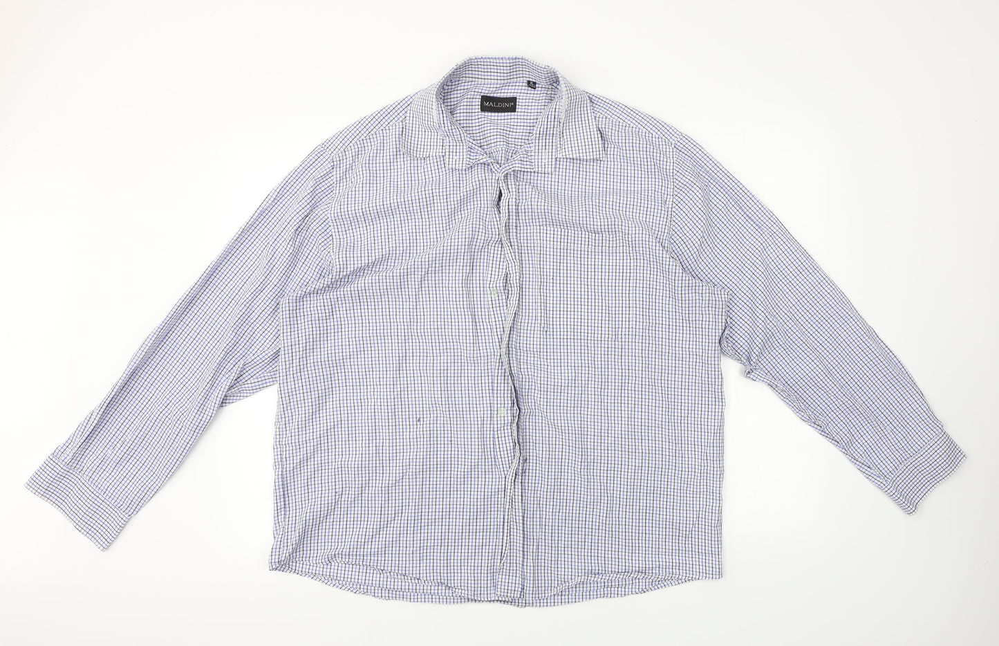 MALDINI  Mens Blue Check   Button-Up Size XL