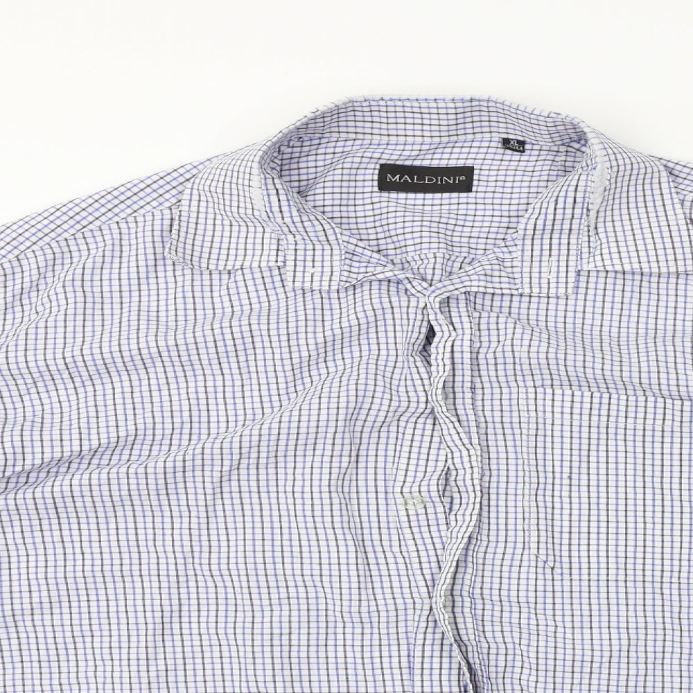 MALDINI  Mens Blue Check   Button-Up Size XL