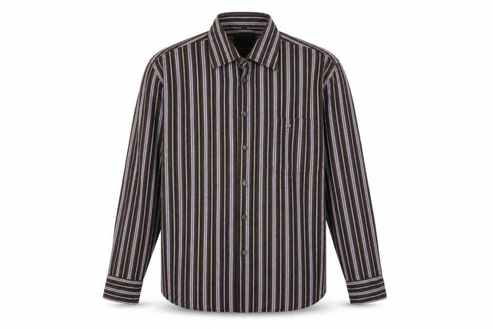 tailor & son Mens Brown Striped   Button-Up Size M