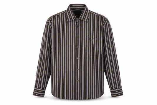 tailor & son Mens Brown Striped   Button-Up Size M
