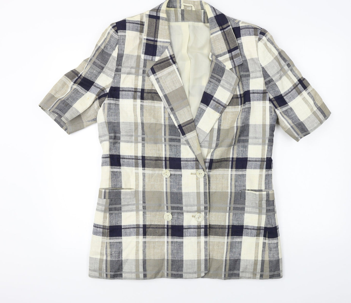 Preworn  Womens Black Check  Jacket Coat Size 14
