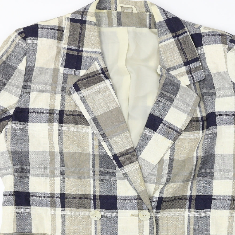 Preworn  Womens Black Check  Jacket Coat Size 14
