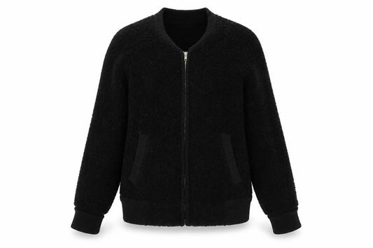 Front view of Papaya women’s black jacket coat, size S