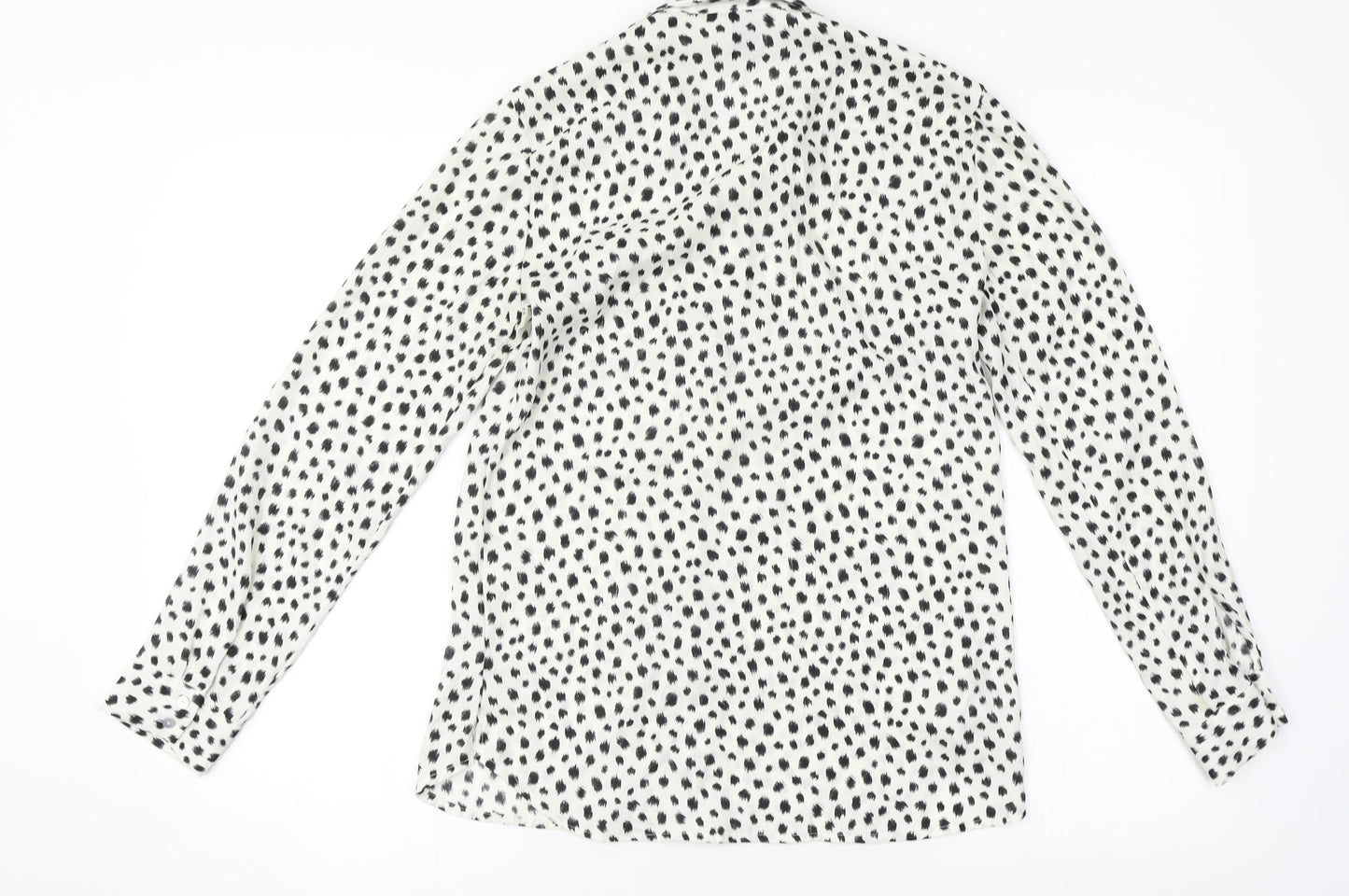 H&M  Womens White Animal Print  Basic Button-Up Size 2