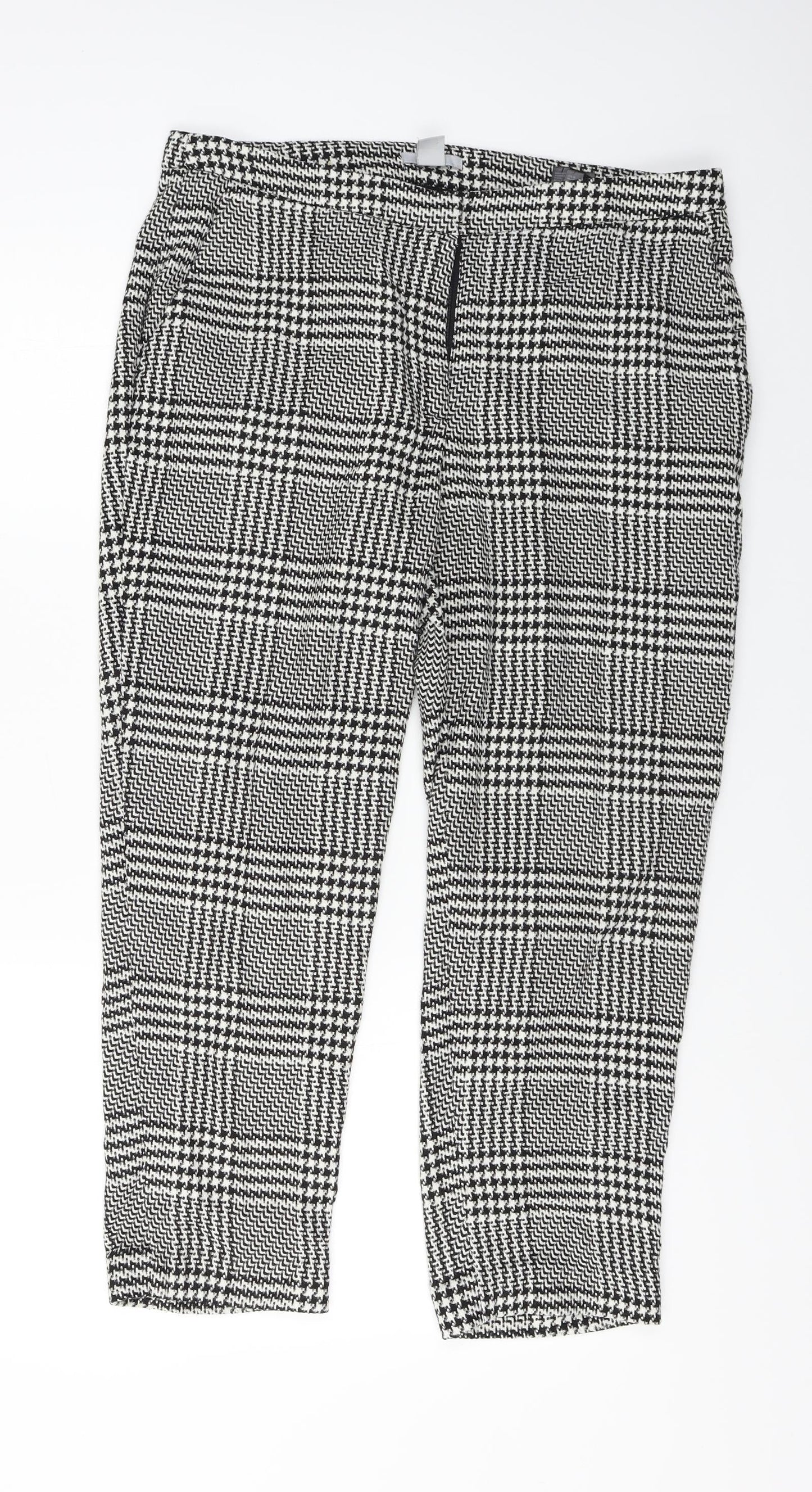 H&M  Womens Grey Check  Trousers  Size 10 L24 in