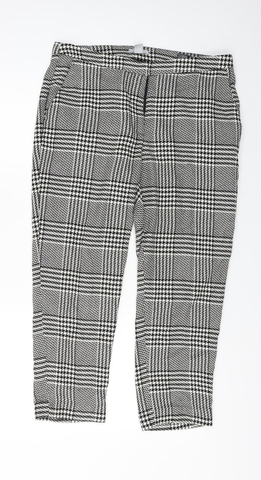 H&M  Womens Grey Check  Trousers  Size 10 L24 in