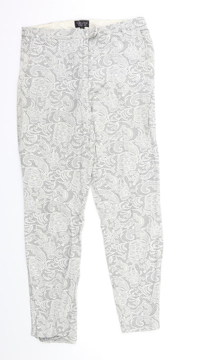 Topshop Womens Green Floral  Trousers  Size 8 L30 in