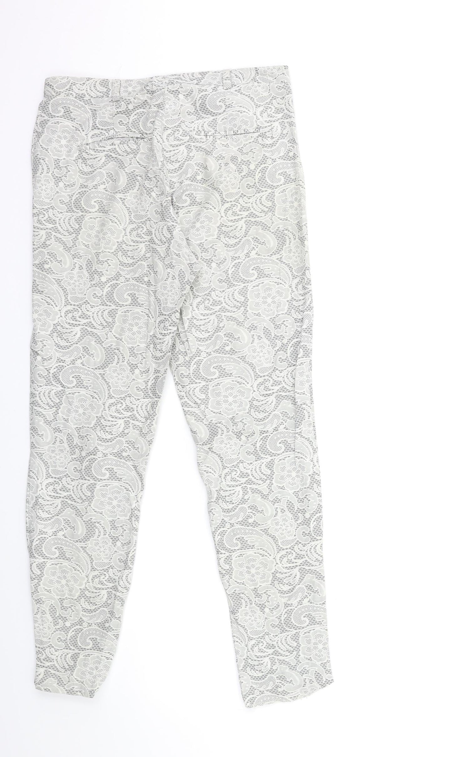 Topshop Womens Green Floral  Trousers  Size 8 L30 in
