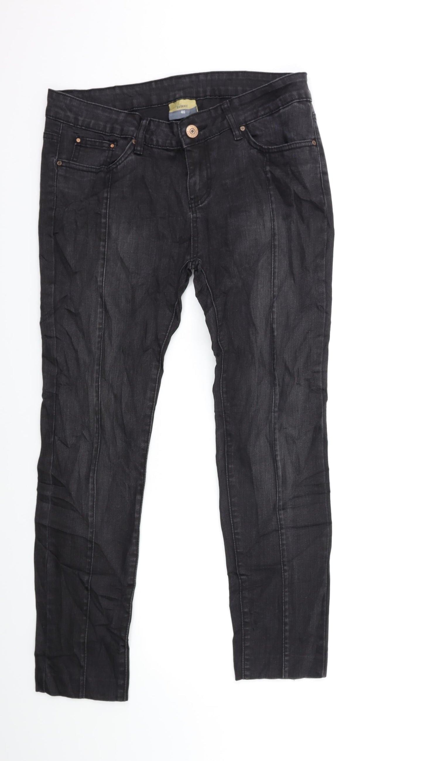 Preworn Womens Black  Denim Skinny Jeans Size 12 L28 in