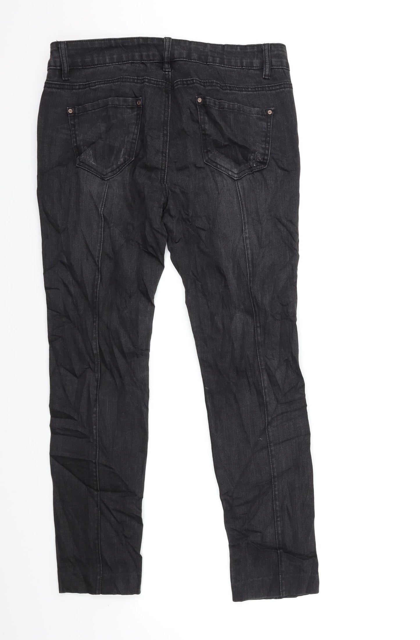 Preworn Womens Black  Denim Skinny Jeans Size 12 L28 in