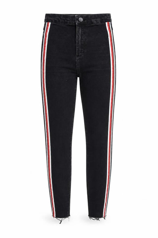 Zara Womens Black Striped Denim Skinny Jeans Size 6 L27 in