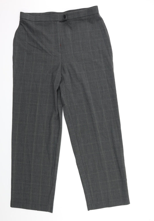 JM Collection Womens Grey Check  Trousers  Size 14 L30 in