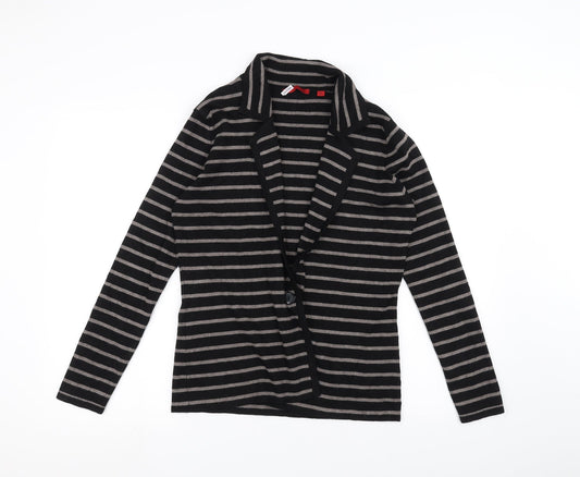 Red Womens Black Striped  Cardigan Jumper Size M
