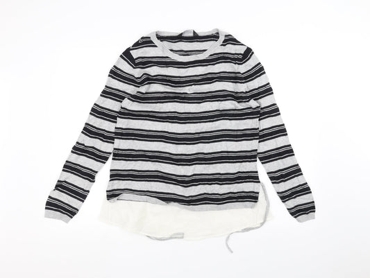 Dorothy Perkins Womens Grey Striped  Pullover Jumper Size 14