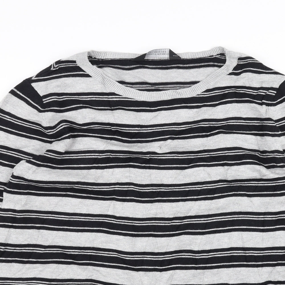 Dorothy Perkins Womens Grey Striped  Pullover Jumper Size 14