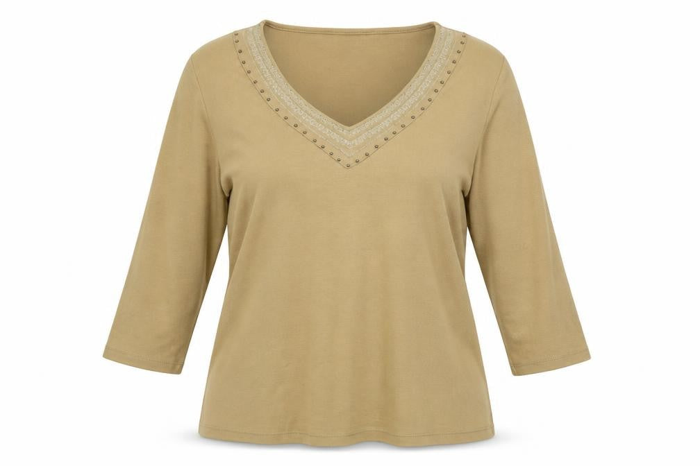 Preworn Womens Beige   Jersey Blouse Size 18