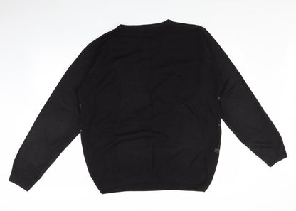 Back view of Taylor & Wright men’s black plaid jumper, size M