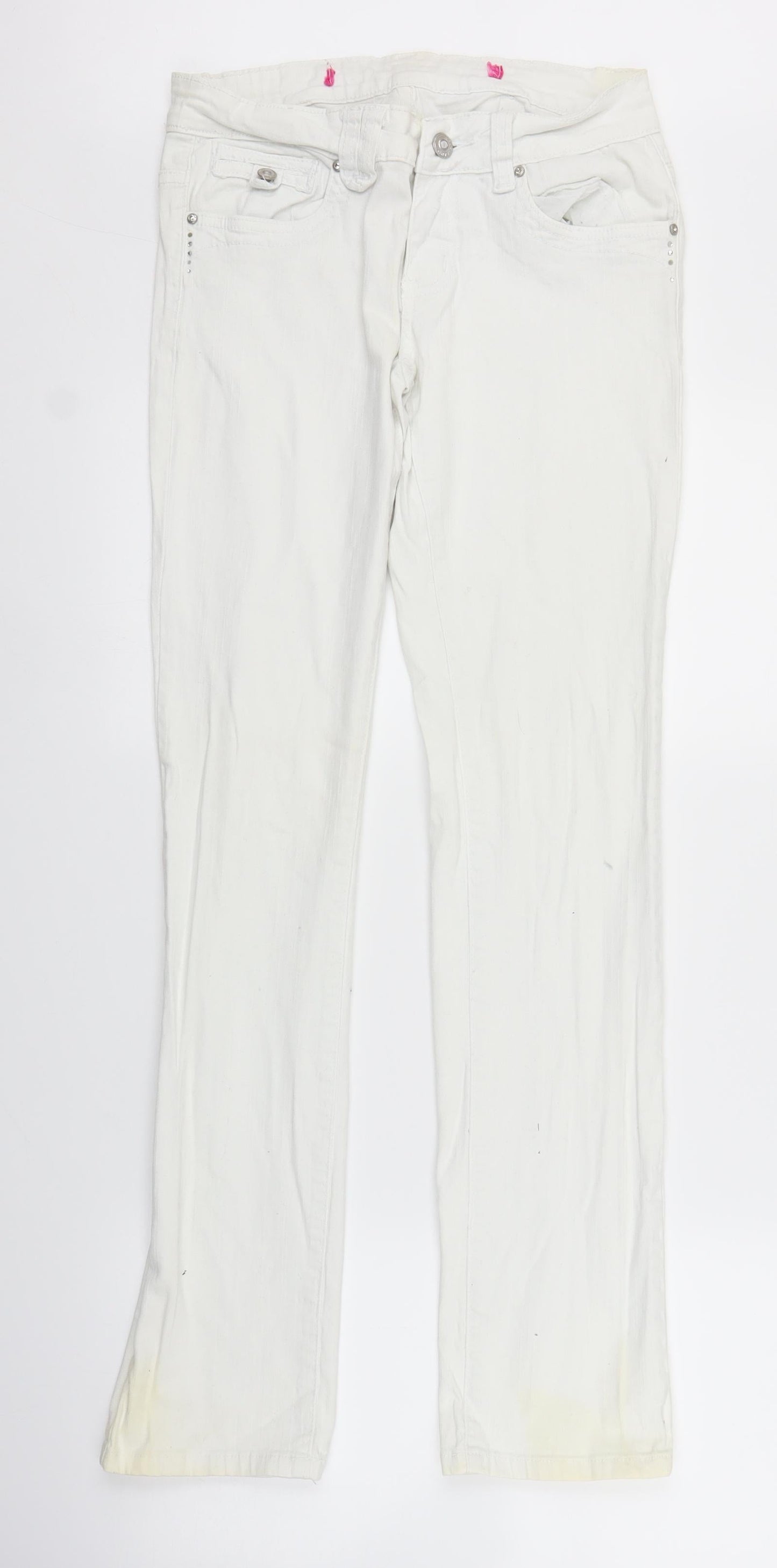 Preworn Womens White  Denim Straight Jeans Size 10 L30 in