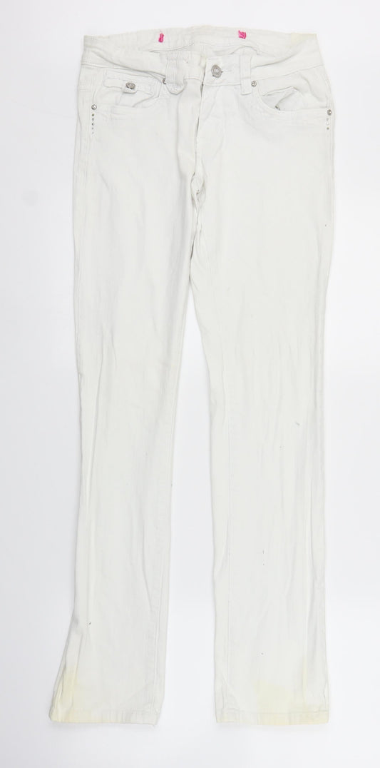 Preworn Womens White  Denim Straight Jeans Size 10 L30 in