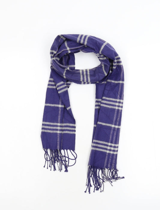 Preworn Unisex Blue Plaid  Scarf  One Size