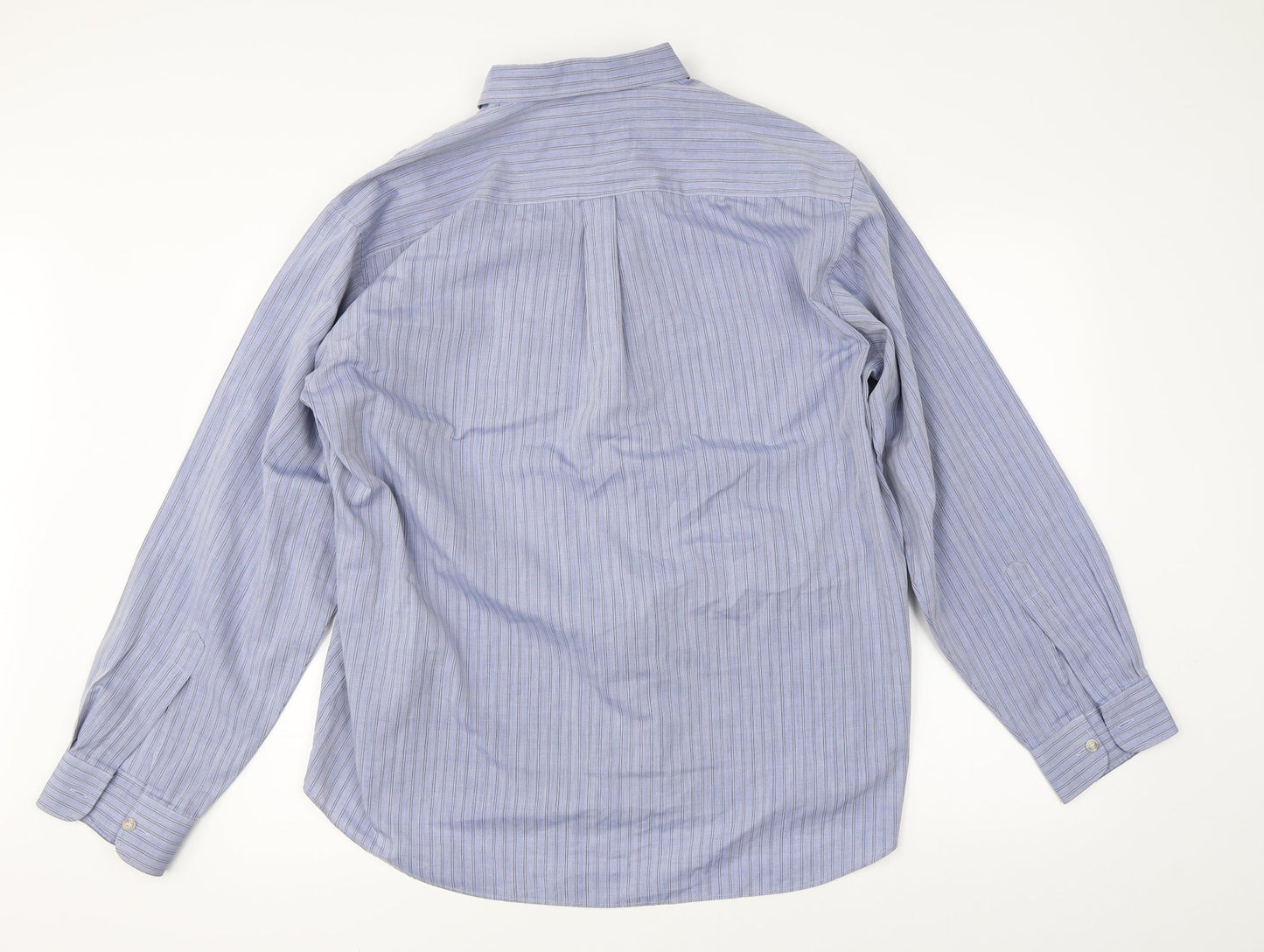 Classic Casuals Mens Blue Striped   Button-Up Size L