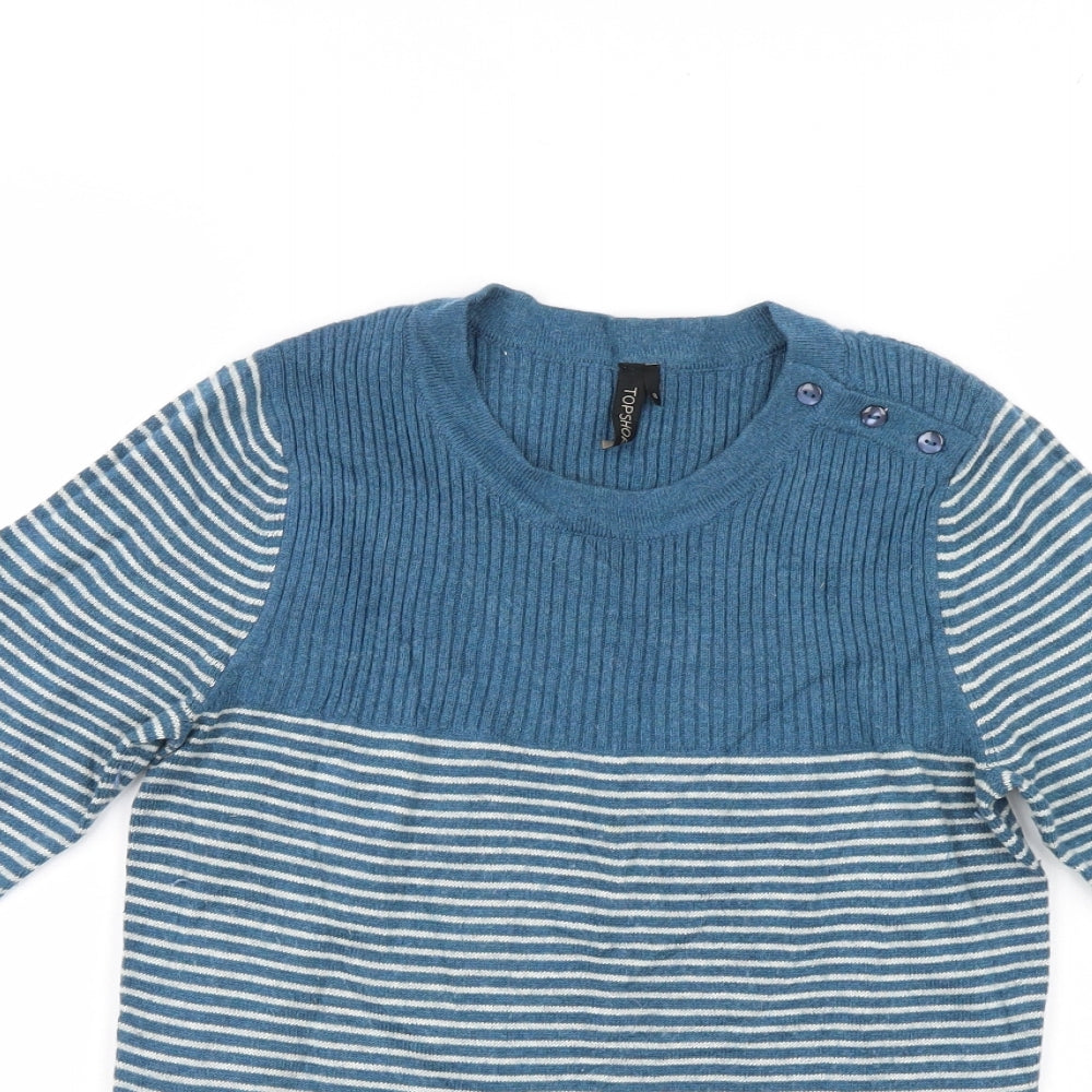 Top Shop Womens Blue Striped  Pullover Jumper Size 8